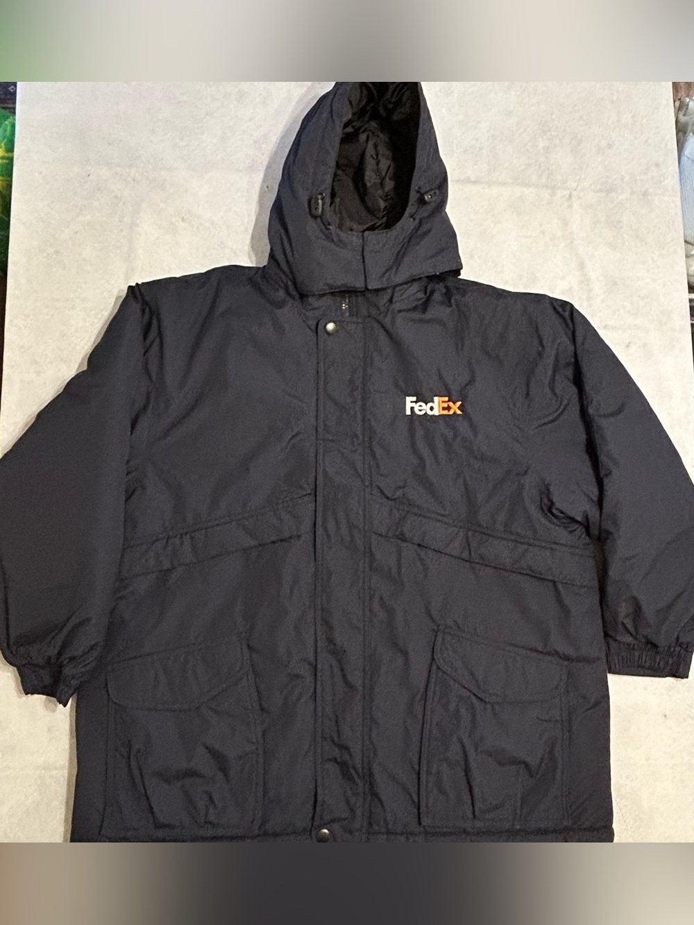 FedEx Insulated Heavy Hooded Coat Delivery Employee Uniform Mens XXL Stan Herman